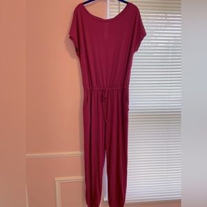 Women's Loose Solid Off Shoulder Elastic Waist Stretchy Long Romper Jumpsuit